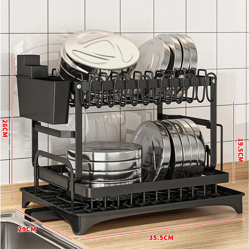 Drainer rack kitchen sink Kitchen Adjustable Plates Organiser Dish Bowl Drainer Storage Rack Cutlery Storage Holder