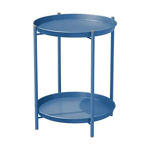 2-Tier Round Metal End Table, Modern Accent Table with Removable Tray Perfect For Home Garden Decor, Deck Party And Festival