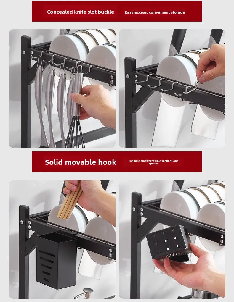 Kitchen Sink Multi-Function Rack Dish Drainer Plate Bowl Storage Shelf Countertop Home Use Organiser Utility Rack Shelf