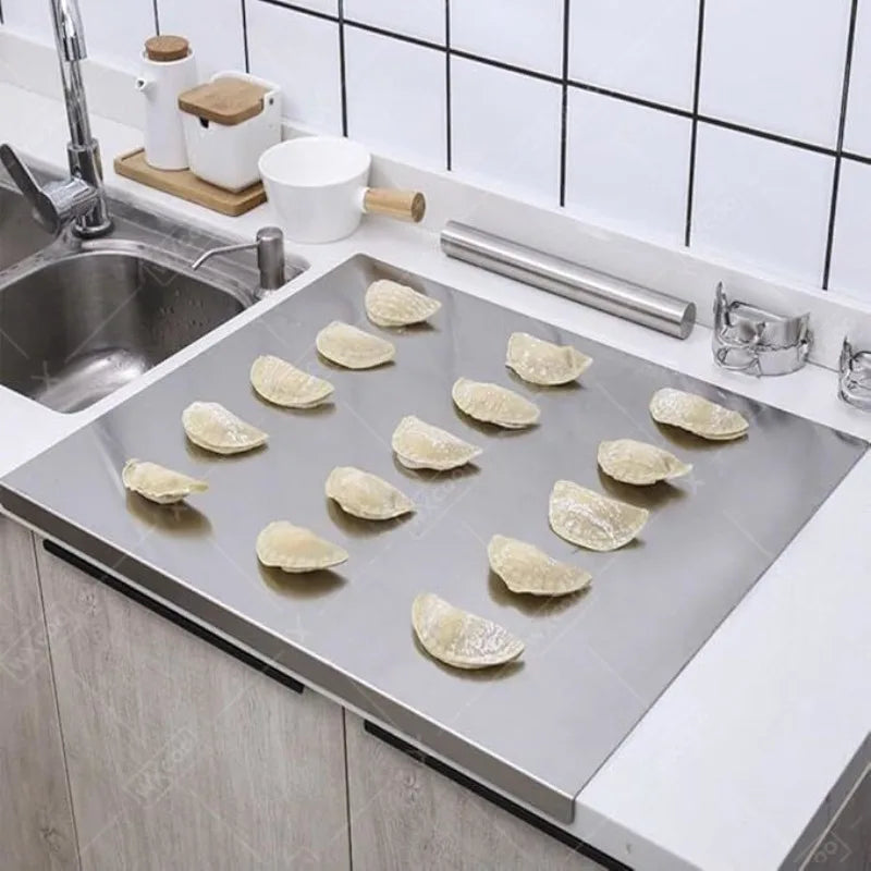 304 Stainless Steel Cutting Board Food Grade Chopping Boards Heavy Duty Kitchen Boards Anti-Slip Mat for Meat Vegetables Bread