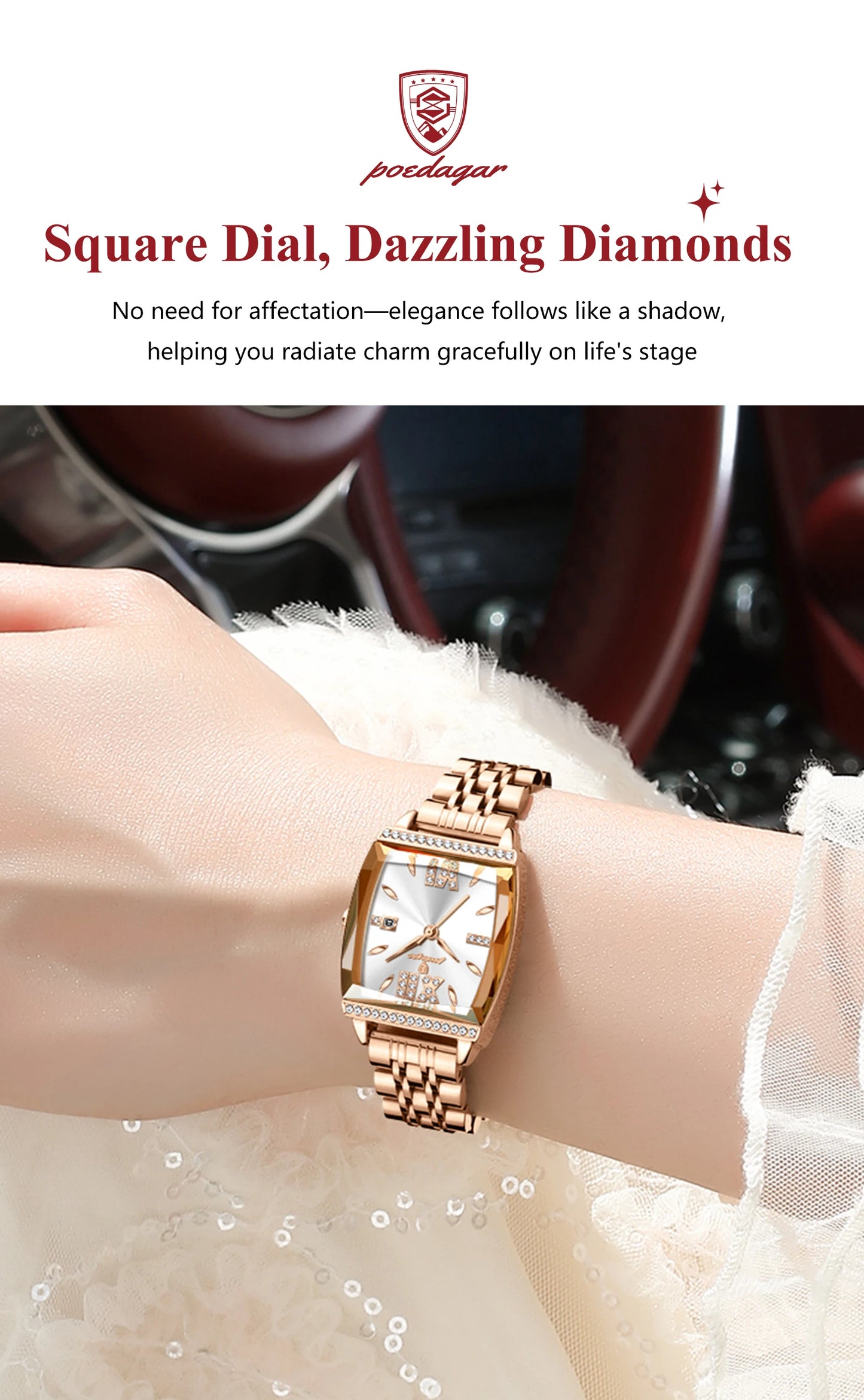 POEDAGAR Top Exquisite Woman Watches High Quality Date Fashion Waterproof Ladies Watch Stainless Steel Women's Quartz Wristwatch