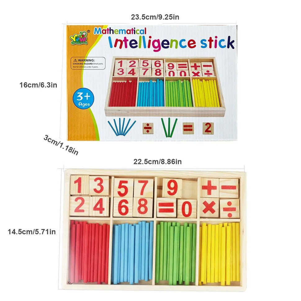 Kids Wooden Math Toys for Children Montessori Educational Learning Number Counting Sticks Kindergarten Mathematics Teaching Aids