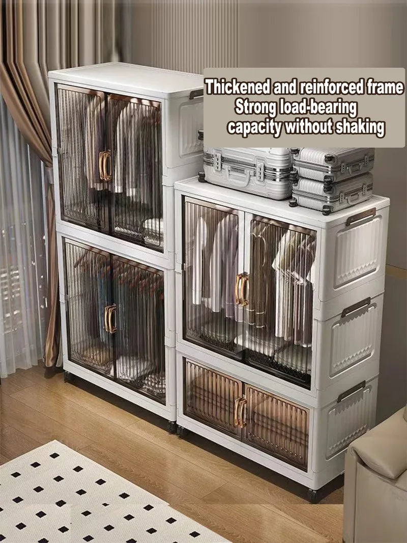70-80cm Multifunction Folding Storage Cabinet | Dustproof Foldable Wardrobe & Closet Organiser | Heavy-Duty Household Sundries Locker Storage Box