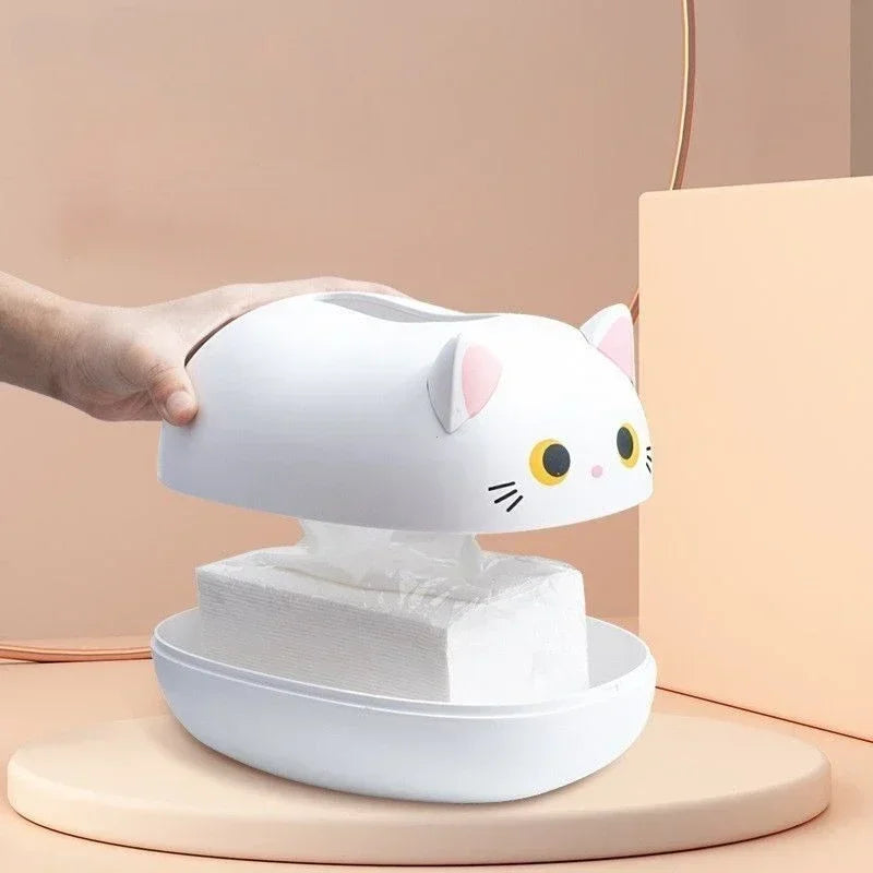 Kawaii Cat Tissue Box Living room Napkin Storage Box Kitchen Paper Container