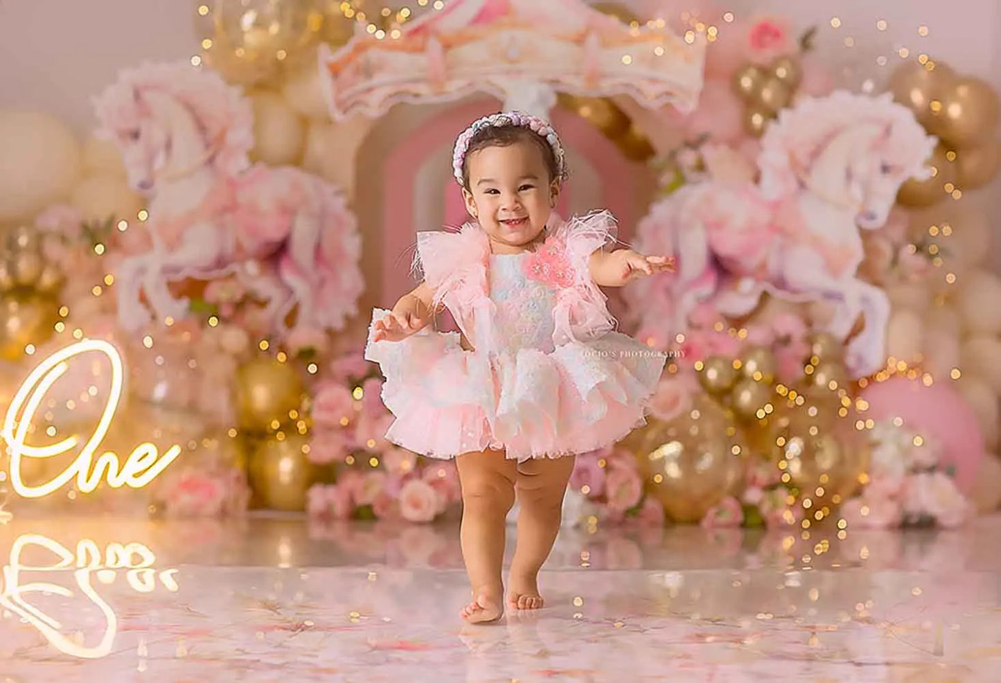 1st Birthday Cake Smash Backdrops Kids Baby Photography Child Photocall Fairy Balloons Wild One Garden Cute Bow Theme Background