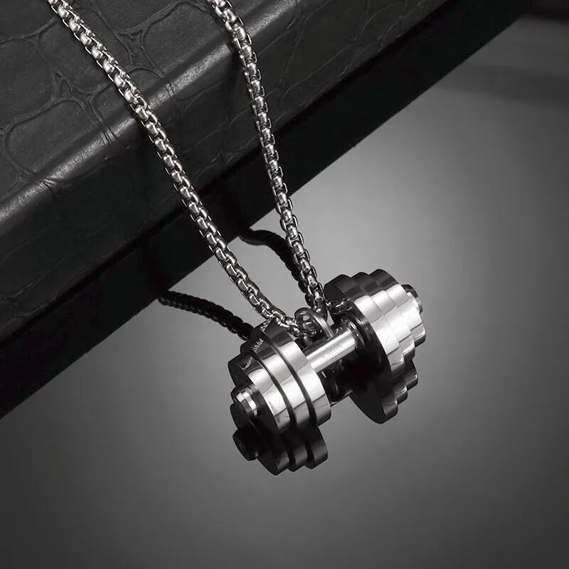 Titanium Steel Dumbbell Necklace