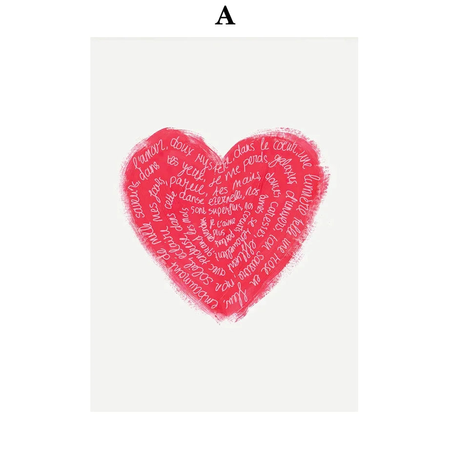 Poster Full Of Love Declaration Of Love Couple Red Heart Cupid Fashion Wall Art Canvas Painting Nordic Poster Nuptial home De