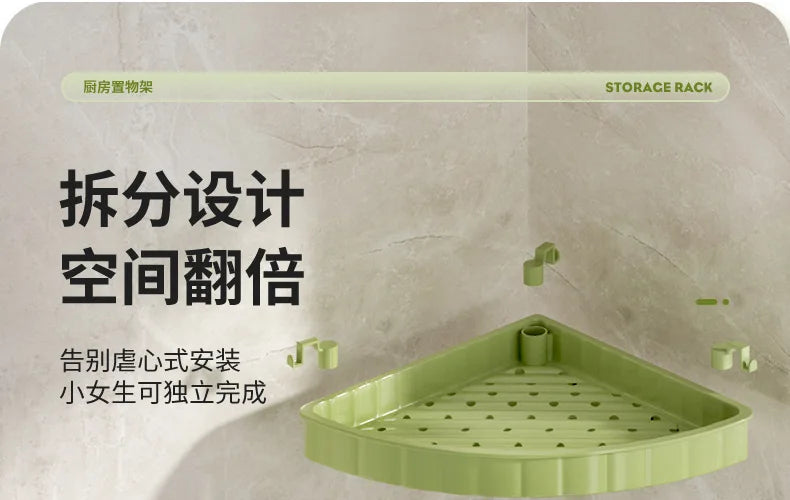 Kitchen Spice Rack Shelf Countertop Corner Multifunctional Seasoning Supplies Rack Saving Spice Rack Organiser with Hooks
