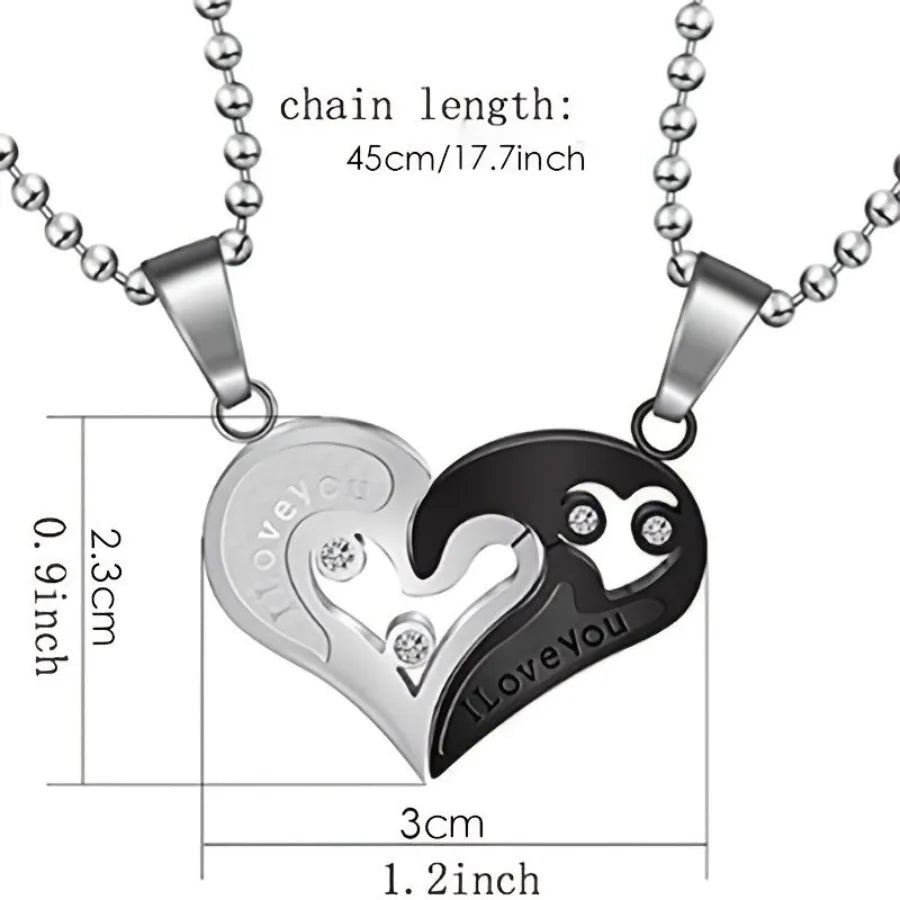 'I Love You' Stainless Steel Necklace Two Piece Set