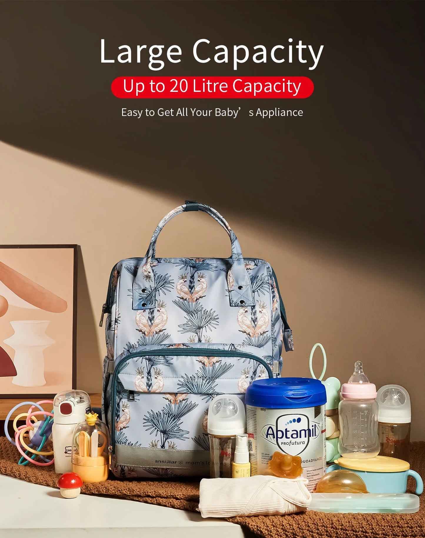 Nappy Bag Backpack Baby Essentials Travel Tote Multifunction Waterproof with Changing Station Pad Stroller Straps Big for Mommy
