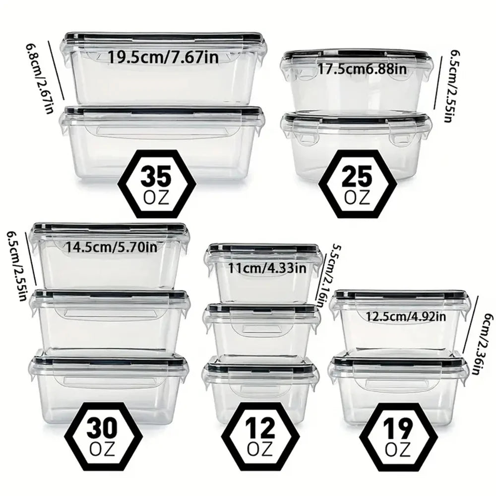 Kitchen Food Containers 12pcs-set, BPA FREE Lunch Box Sugar Cereals Storage Container