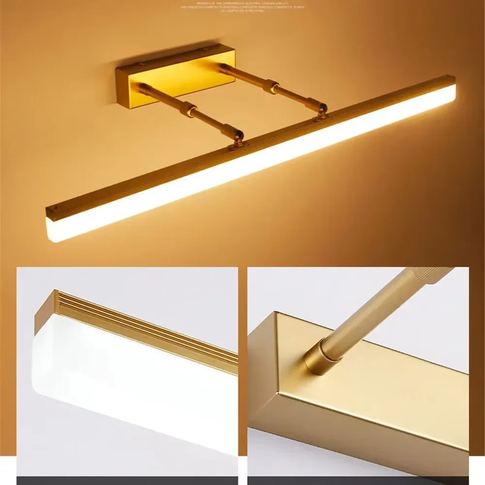 Retractable Bathroom Mirror Front Wall Light Dressing Table Clothing Shop Decor Waterproof Anti-fog LED Sconce Lamp