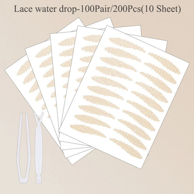 240pcs Lace Eyelid Stickers – Invisible Mesh Double Eyelid Tape for Eye Makeup and Beauty Tools