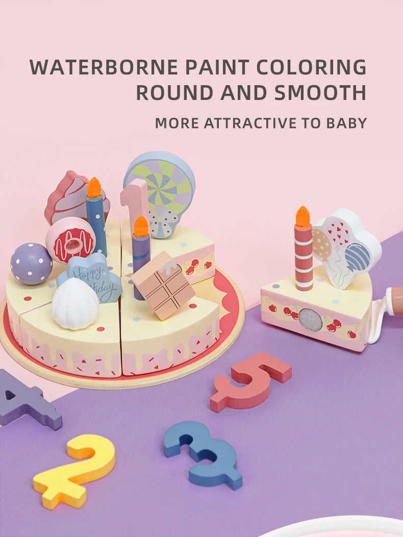 Wooden Kitchen Toys Pretend Toys Cutting Cake Play Set Food Kids Toys Montessori Tea Party Learning Educational Toys For Gifts