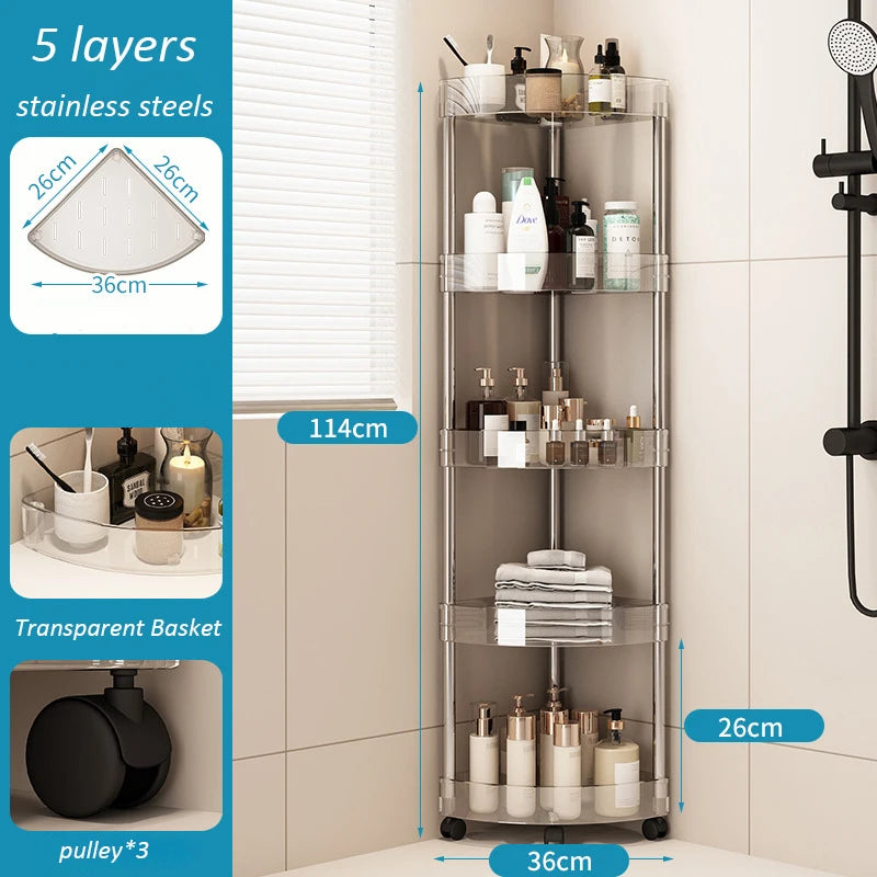 Shelf Trolley Bathroom Organiser Shelves Kitchen Home Large Capacity Storage Rack Acryl Cart Corner Cosmetic Organiser Supplies