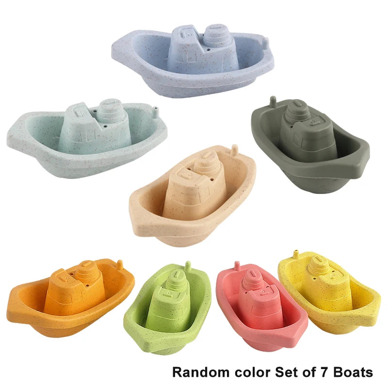 4/7-Piece Set of Baby Floating Boat Toys, Bath Toys, Colorful Multi-Colored Toys, Beach and Bathtub Toys, Early Education Water Play Gifts
