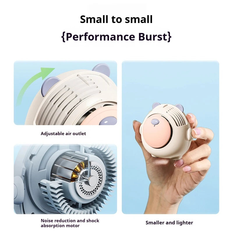 Portable Hanging Bladeless Electric Fan 3 Wind Speed Mini Handheld Fan