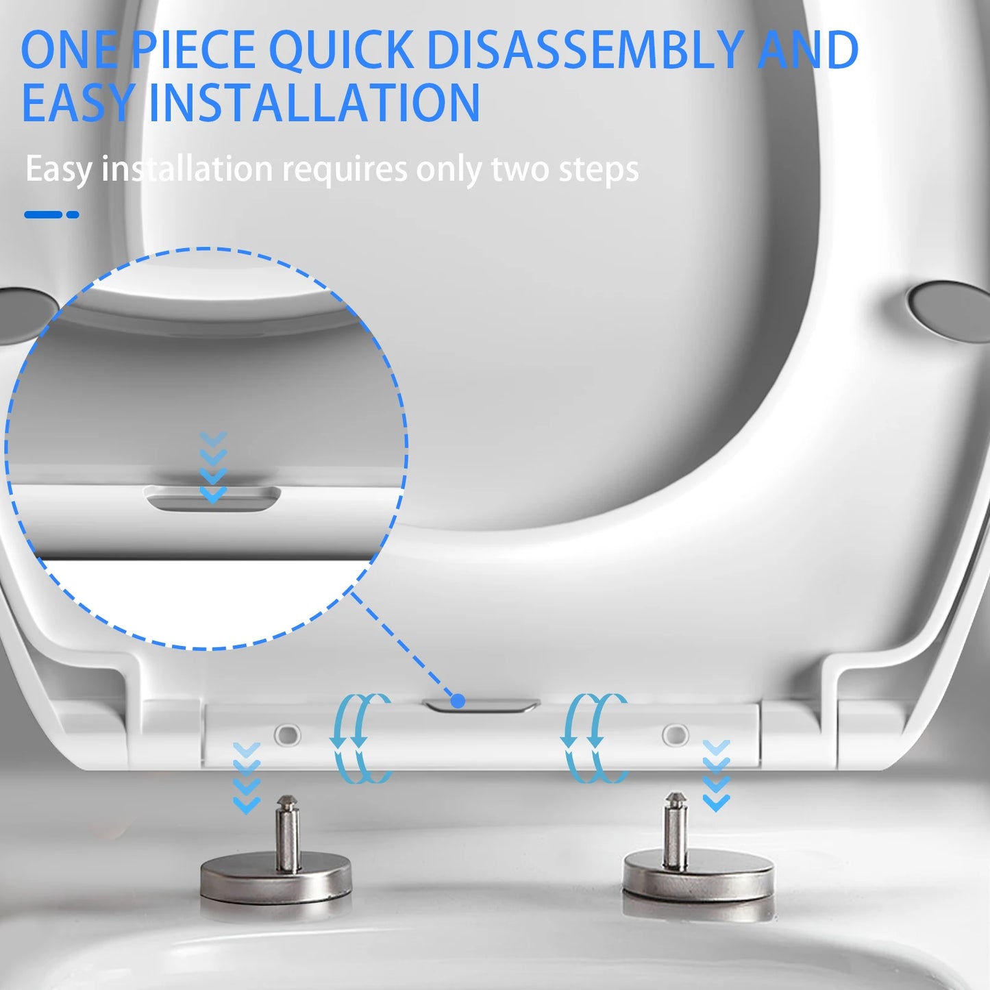 BRIEFNESS O-Type Toilet Seat Slow-Close Oval Cover - Durable Quick-Release Hinges, Anti-Scratch Easy Install Compact Commode Lid