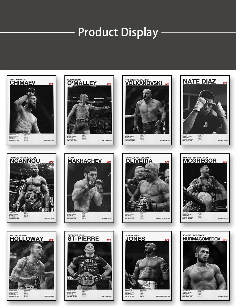 MMA Boxing Fighting Star Canvas Wall Art Print Poster