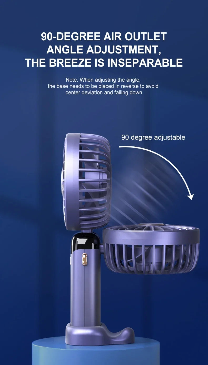 5 Speed Handheld USB Rechargeable Foldable Mini Fan 1800mAh