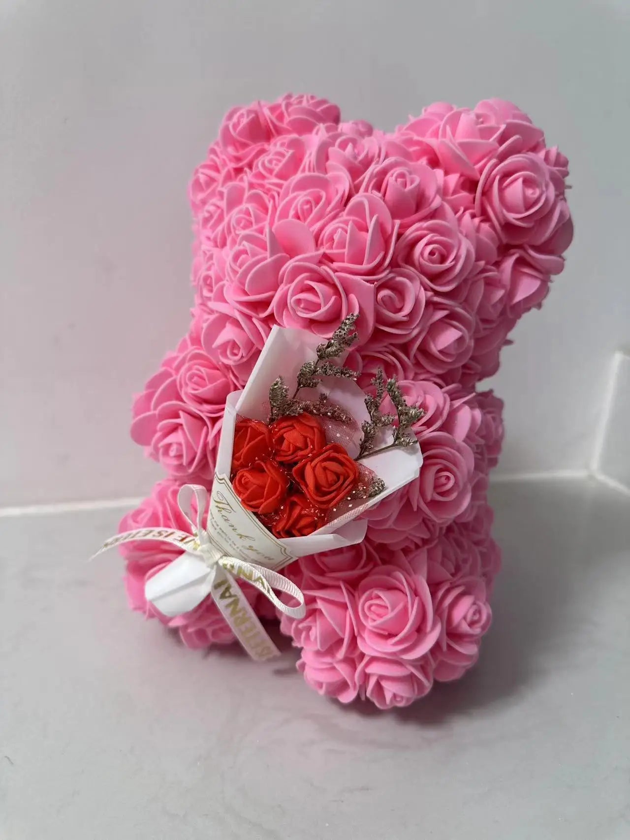 Valentines Day Gift 25cm Artificial Rose Bear With Box For Girl Friend Women Mother's Day Gift Brithday Present Wedding Party