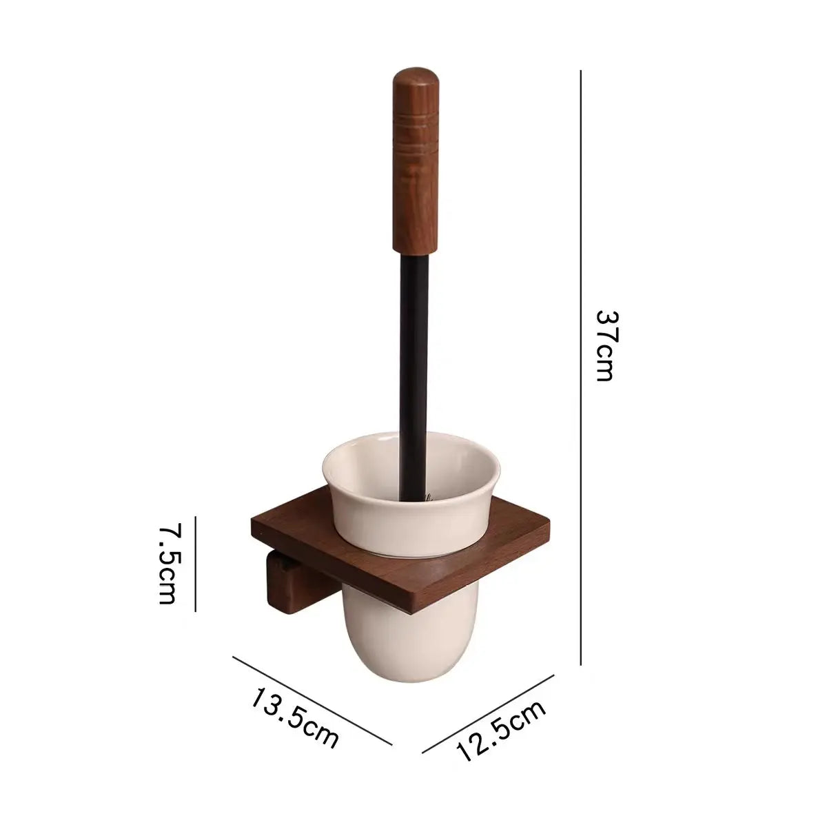Bathroom Wood Toilet Brushes Ceramic Base Toilet Brush Holders Wall-mounted Brushes No-punch Wall-mounted Cleaning Brush Set
