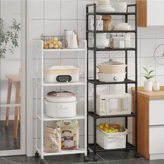 Kitchen Storage Rack Multilayer No Drill Rolling Shelf for Pots Microwave Oven Vegetables Organiser