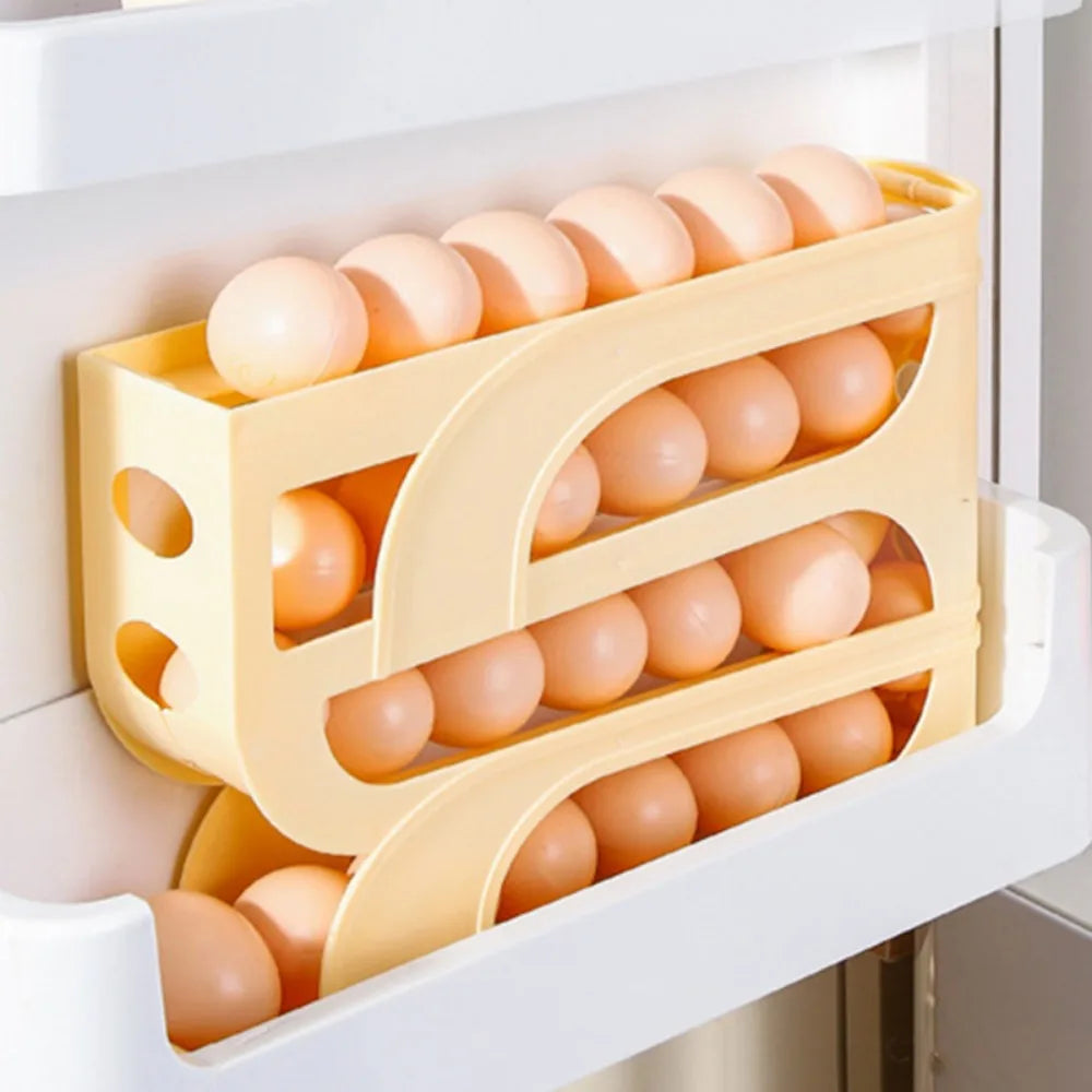 Automatic Egg Dispenser Rolling Egg Tray Organizer, Space Saving Refrigerator Egg Roller,Holds 20/30 Eggs Simultaneously
