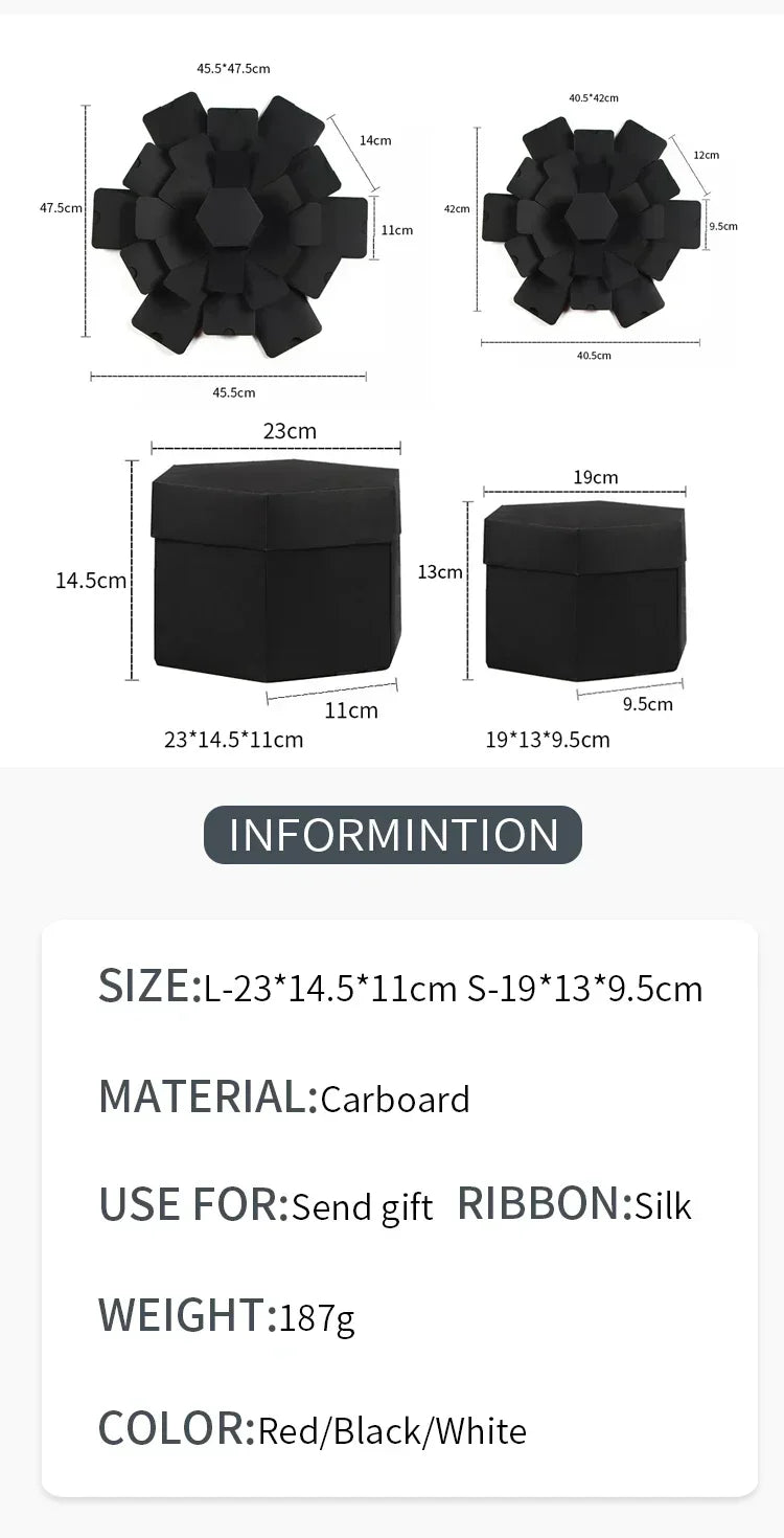 DIY Hexagonal Photo Album Box Scrapbook Lovely Surprise Explosion Couple Box Love Memory Anniversary Valentine's Day Love Gift