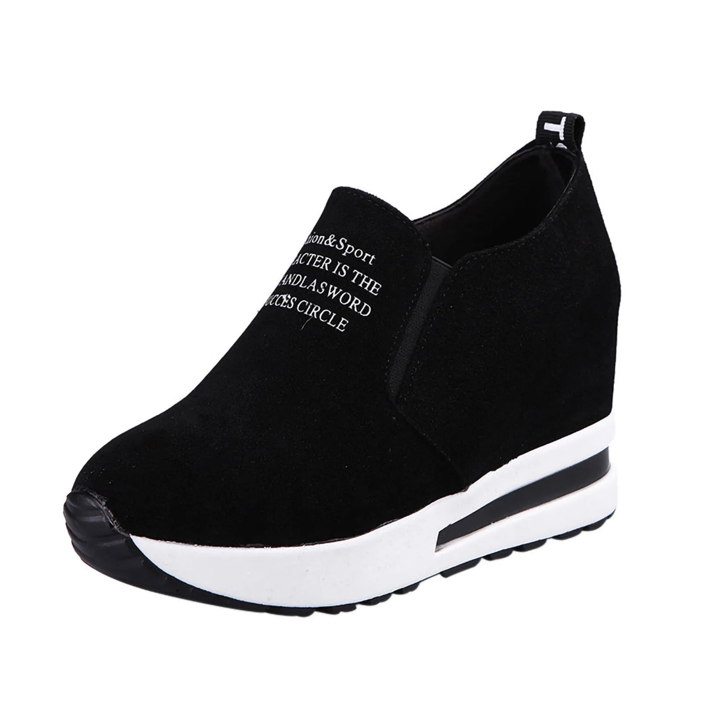 High Platform Shoes 2024 Spring Breathable Suede Sneakers Hidden Increasing Sport Shoes Women Wedge Casual Chunky Shoes