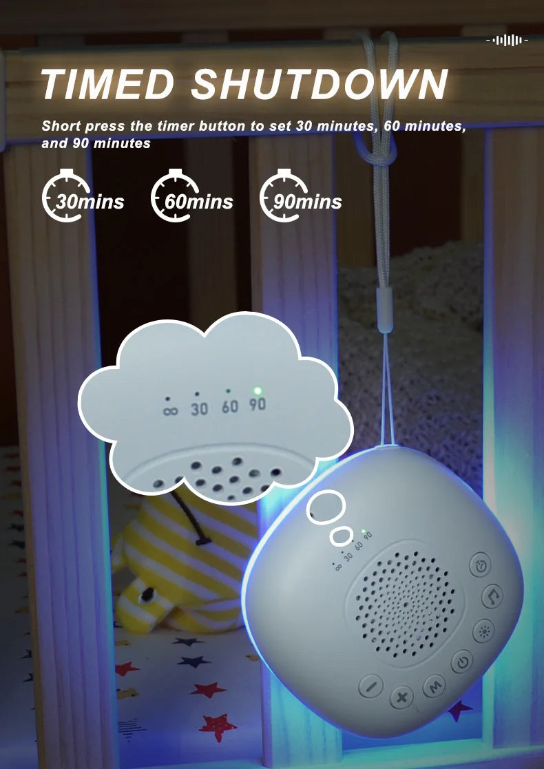 Portable White Noise Machine Sleep Aid with LED Breathing Light And 20 Types of Light Music - Meditation Device for Relaxation