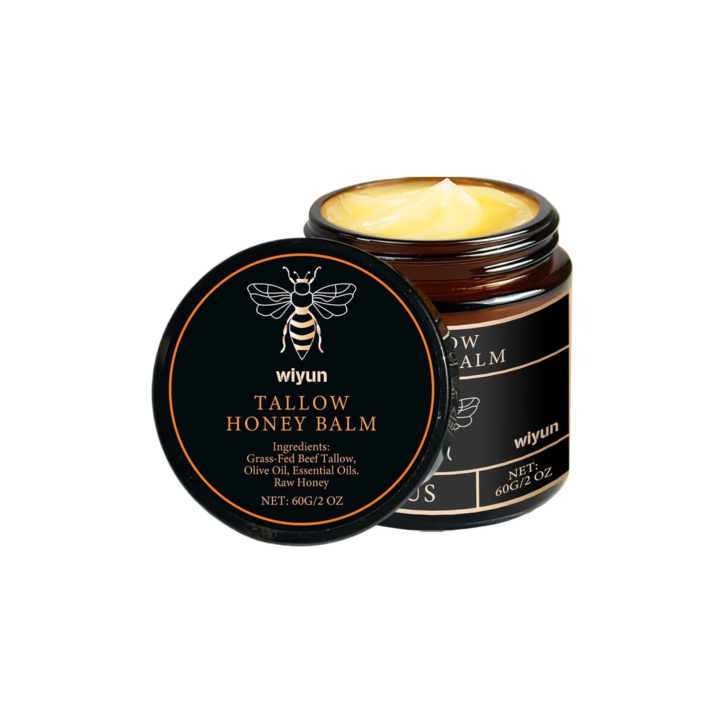 Grass-Fed Beef Tallow Balm with Raw Honey, Moisturising Cream for Soft, Smooth Skin, Beef Tallow for Skin Care, Handmade, Natural Moisturising Cream