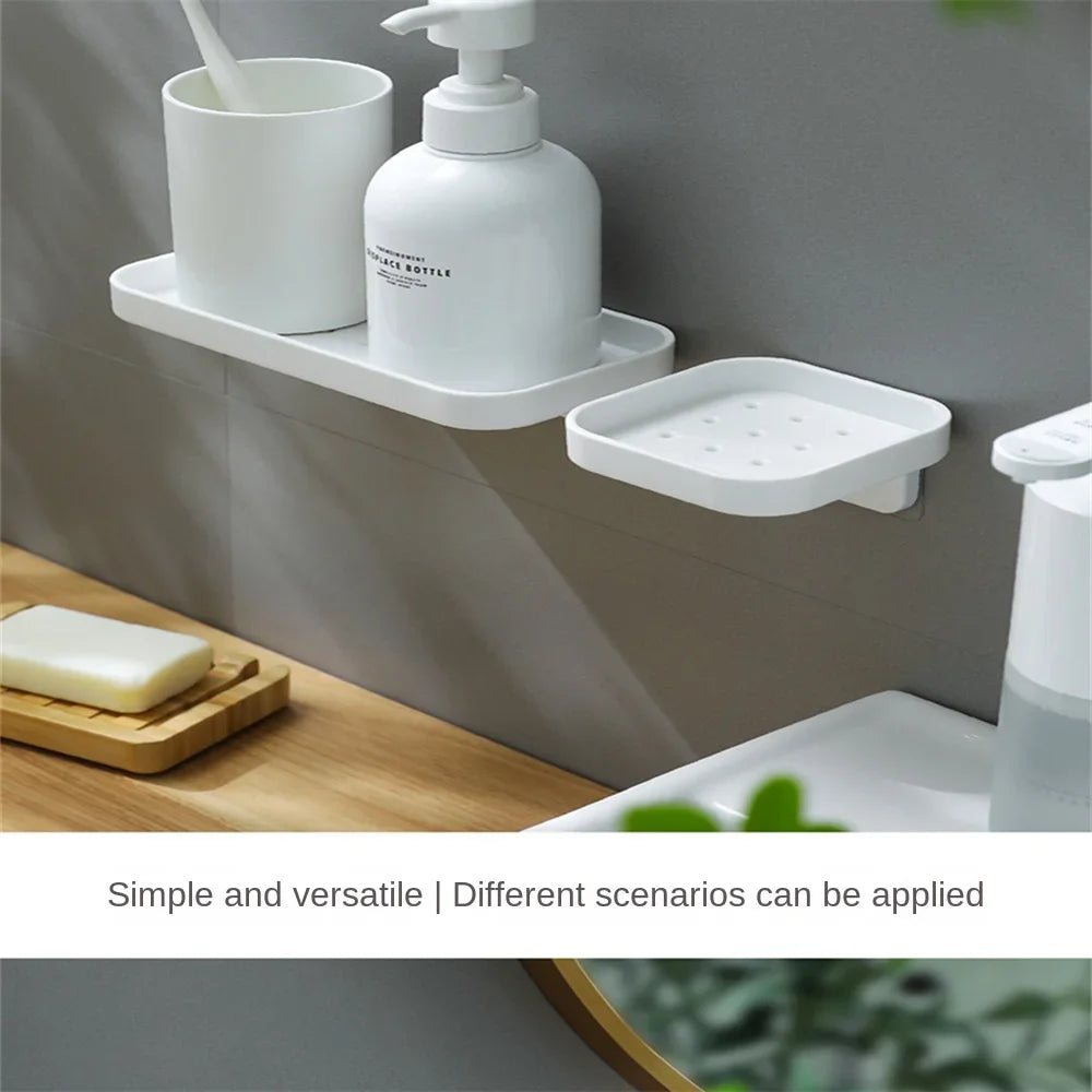 Bathroom Drainable Storage Rack Small White Bathroom Accessories Punch-free Wall-mounted Bathroom Shelf Wash Supplies Storage