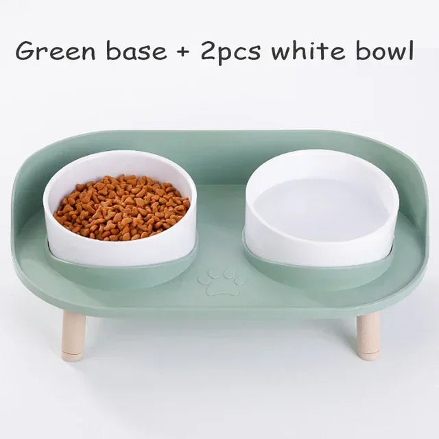 Adjustable Cat Double Bowls Feeder Bowls