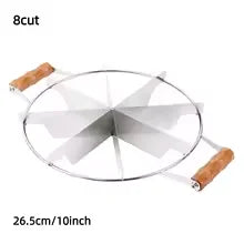 Stainless Steel Cake Slicer Divider with Wooden Handle, 6/10 Equal Portion Cutter for Pizza, Pie, Pastry, Baking Kitchen Tool