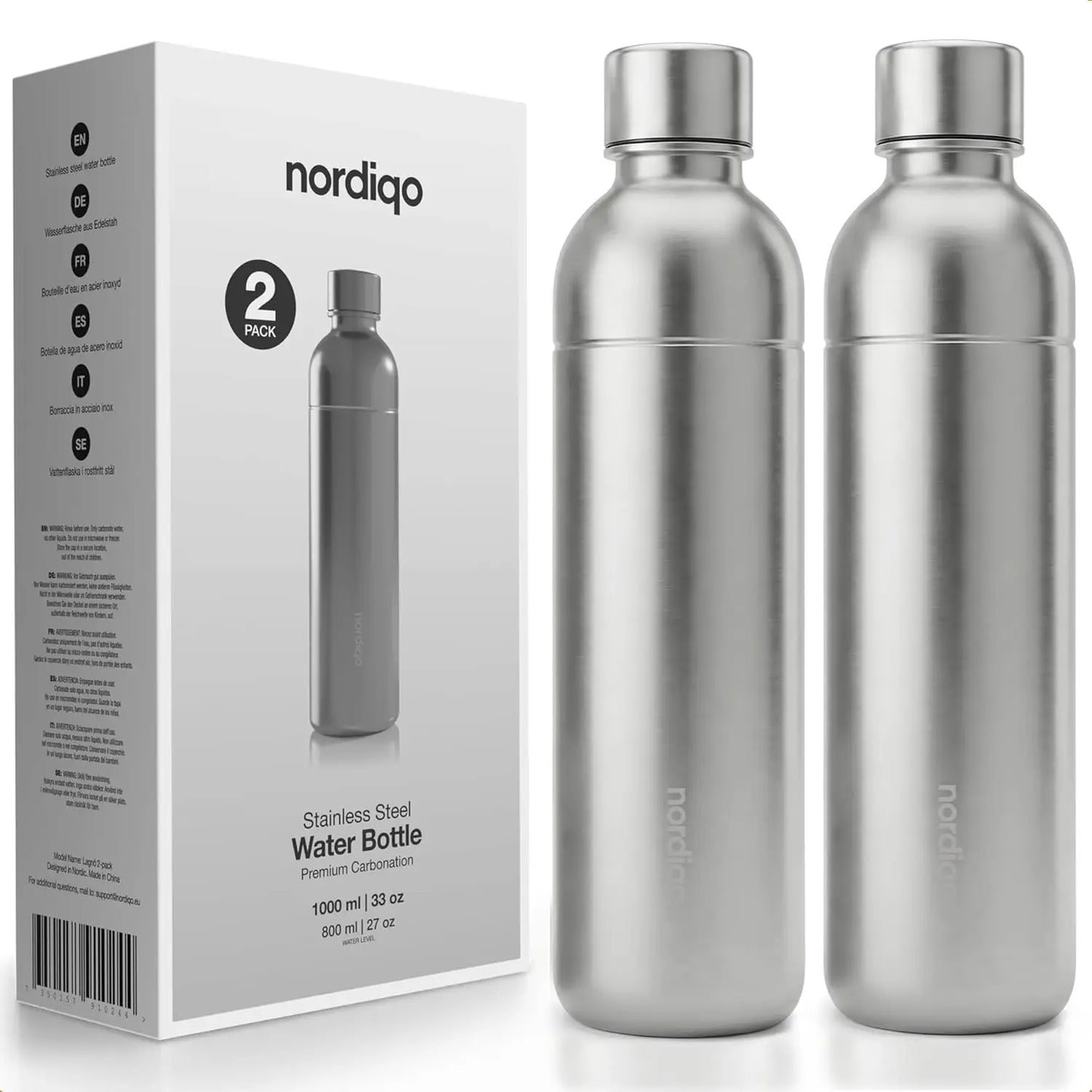 1L Stainless Steel Carbonating Bottle| Compatible with Aarke Carbonator 3, SodaStream Duo & Plastic