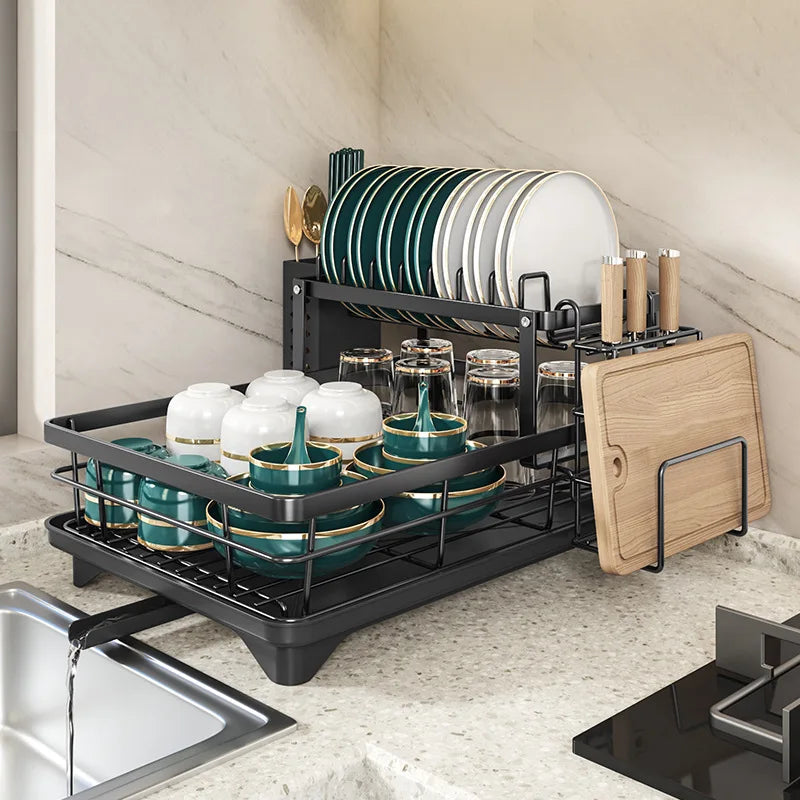 Dish Drying Rack Kitchen Adjustable Stainless Steel Cutting Board Organiser Dish Bowl Drainer Storage Rack Kitchen Utensils