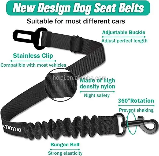 1PCS High Grade Dog Car Safety Belt Dog Safety Belt with Damping Belt and Reflective Line Adjustable Length Suitable Any Dog
