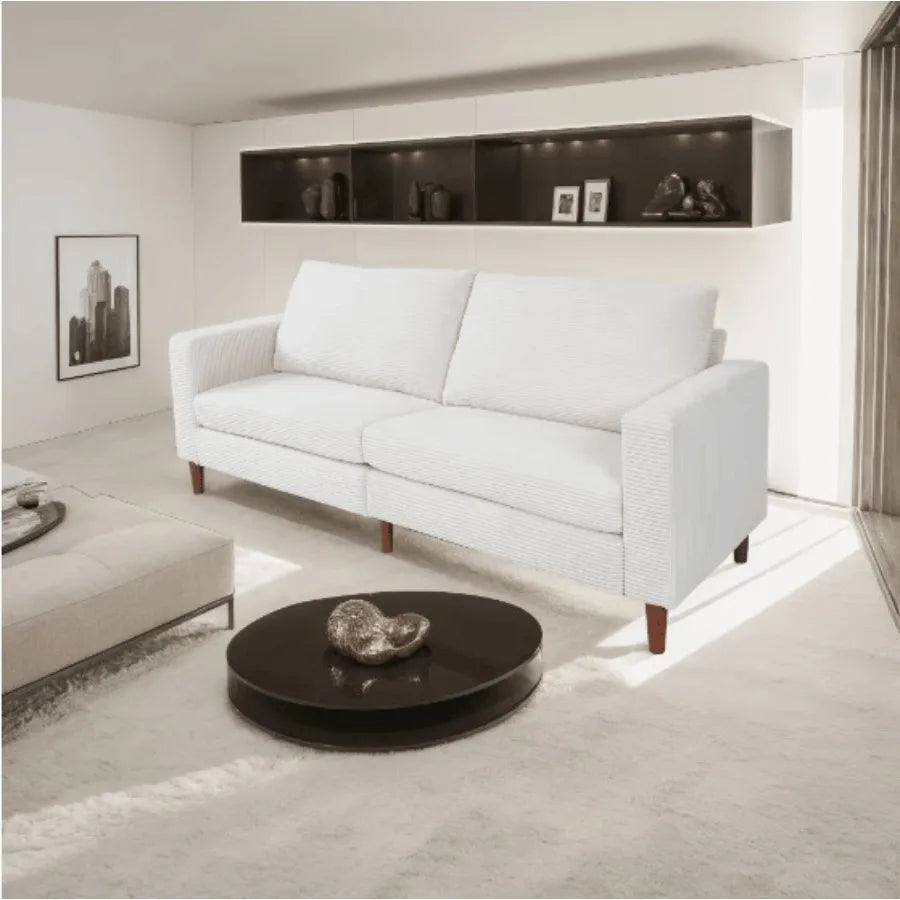 Retro 74 in. Comfy Corduroy Rectangle 2-Seater Loveseat with Solid Wood Legs