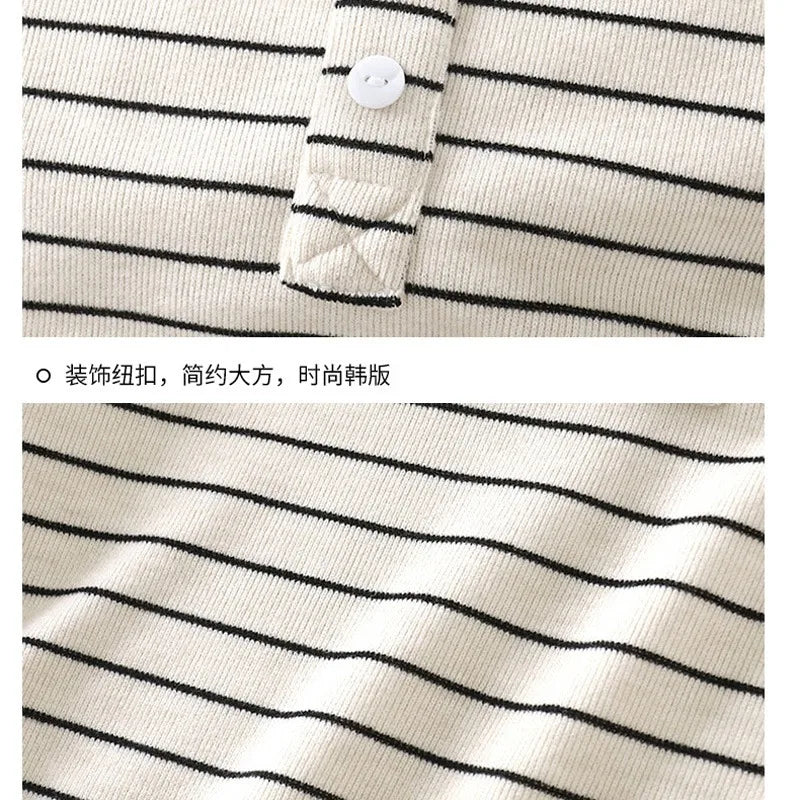 Kids Striped Long Sleeve Top, Soft Cotton Autumn Tee