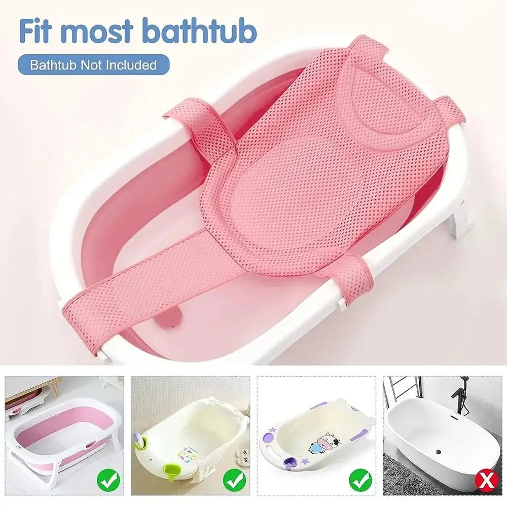 Baby Bath Net Mat Children Newborn Adjustable Bathtub Pillow Seat Cushion Cross-shaped Anti-slip Bathtub Shower Cradle Bed Seat