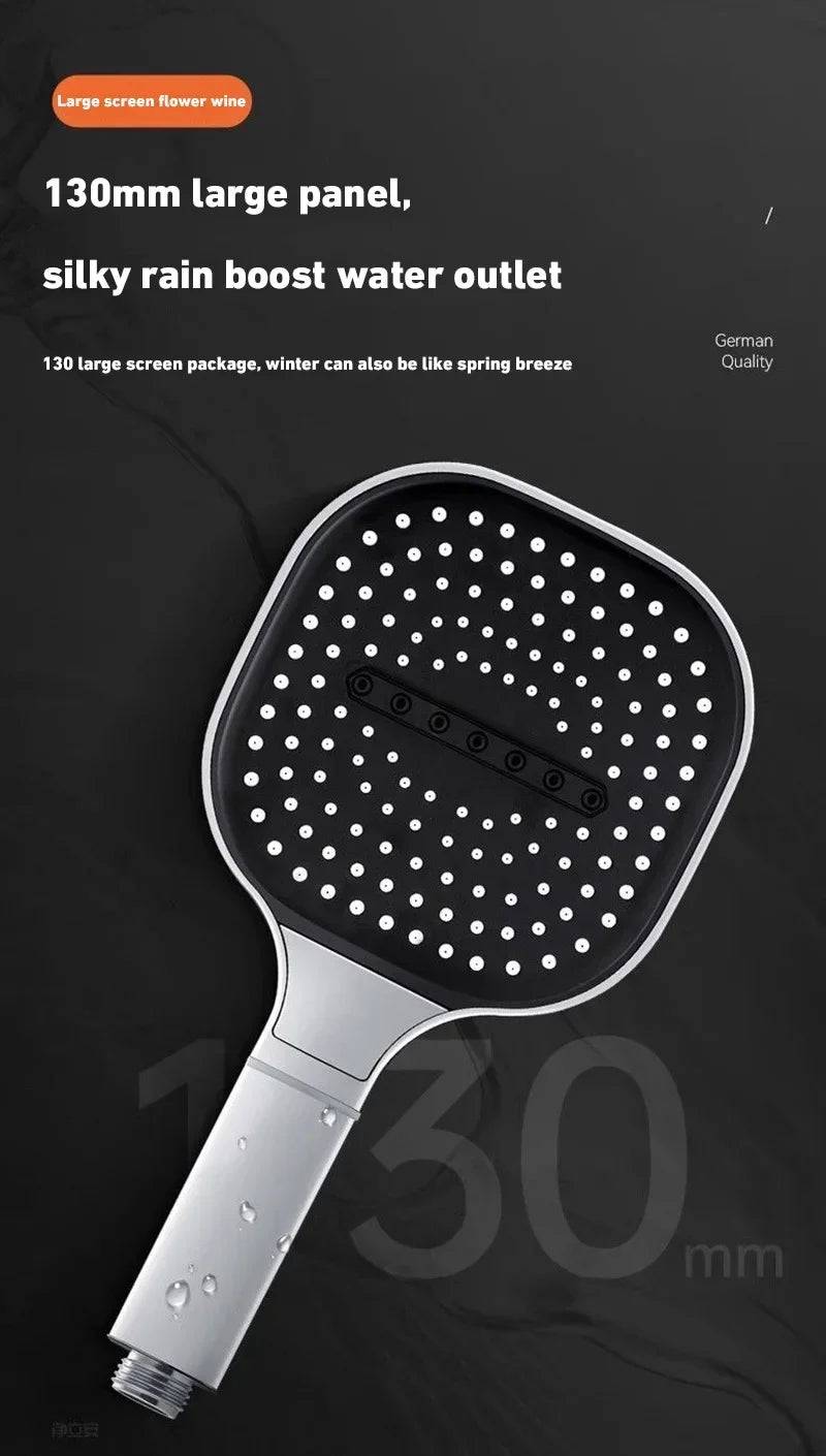 13cm Large Panel 3 Modes Adjustable Shower Head  High Pressure Massage Shower Head Filter Element Bathroom Accessories