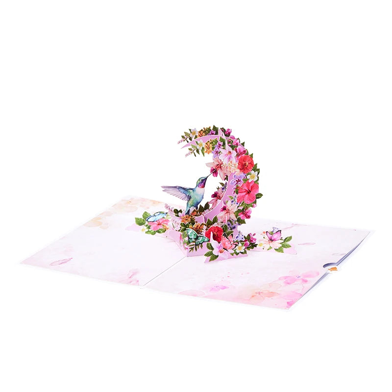 Exquisite Greeting Card Crescent Shape Pop Up Birthday Gifts Black Red Rose Elegant Cat Greeting Cards Creative Birthday Card