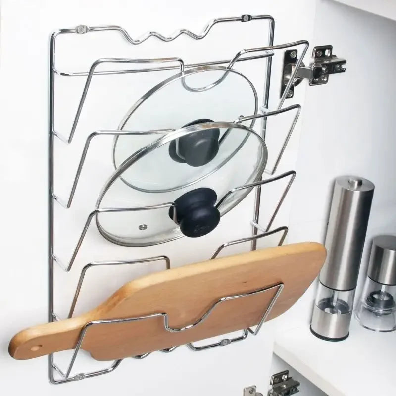 Kitchen Organiser Rack Wall Hanging Pot Cover Rack Five-Layer Pot Lid Metal Rust-Free Multifunctional Rack Pot Lid Storage Rack