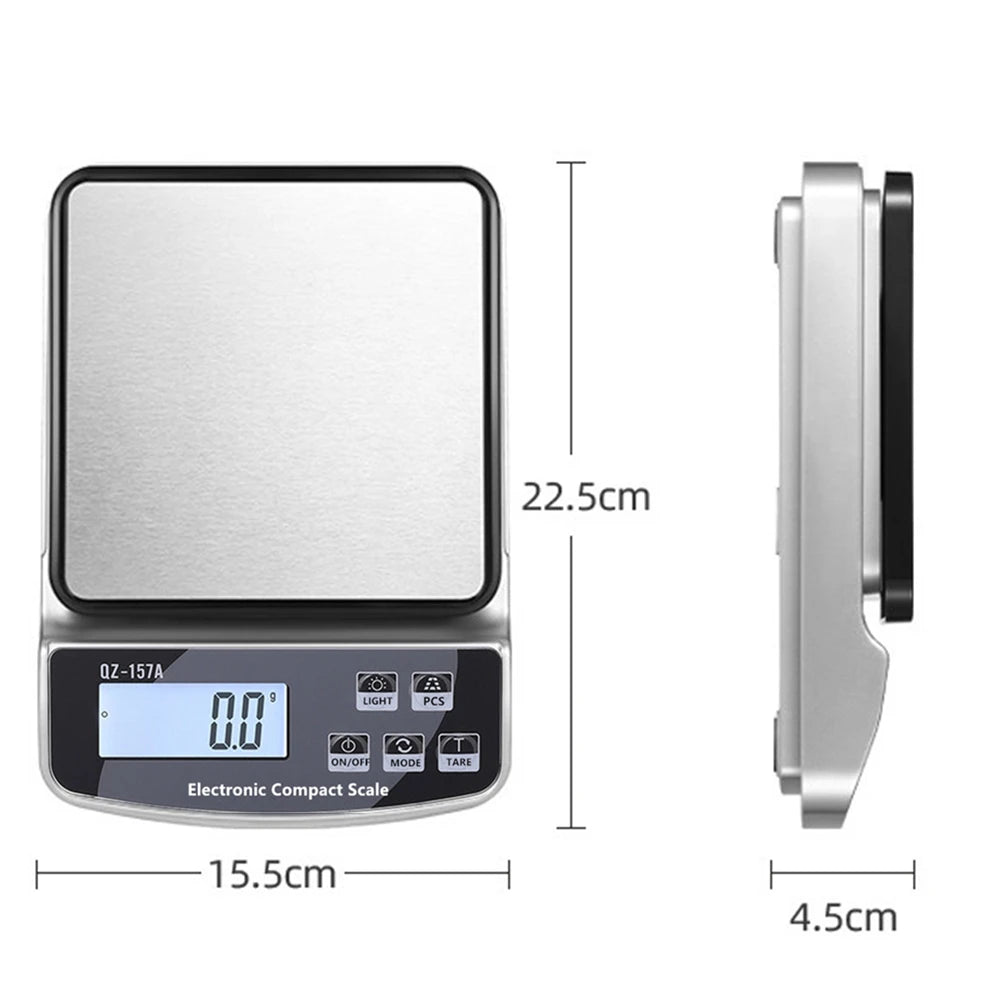 Digital Precision Scale Electronic Scale Waterproof Smart Kitchen Scale with Calibration USB Charge Coffee Balance 15/10/3KG