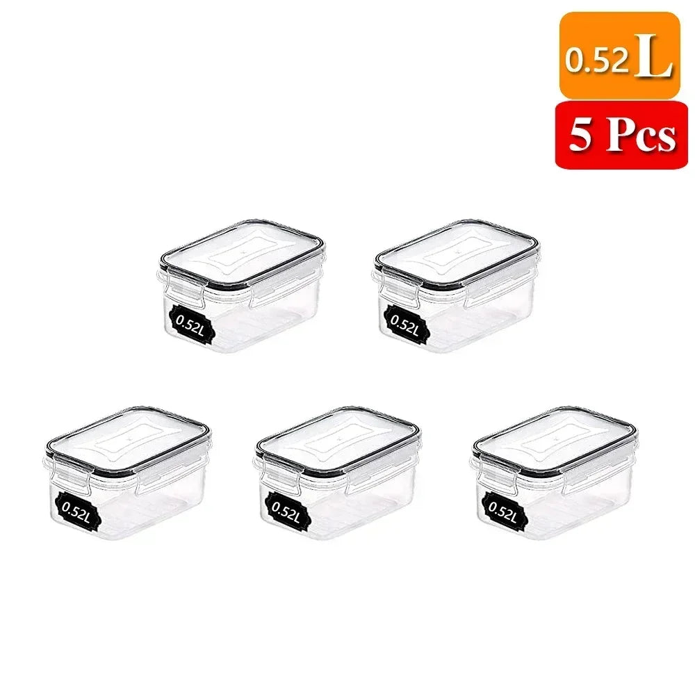 Food Storage Containers Kitchen Organiser and Storage Container with Lids Refrigerator Noodle Box Tank Sealed Cans 5Pcs Set