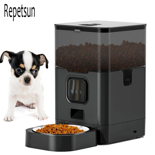4L Automatic Pet Feeder APP Smart Cat Feeder Dog Slow Food Dispenser with Stainless Steel Bowl Voice Timer