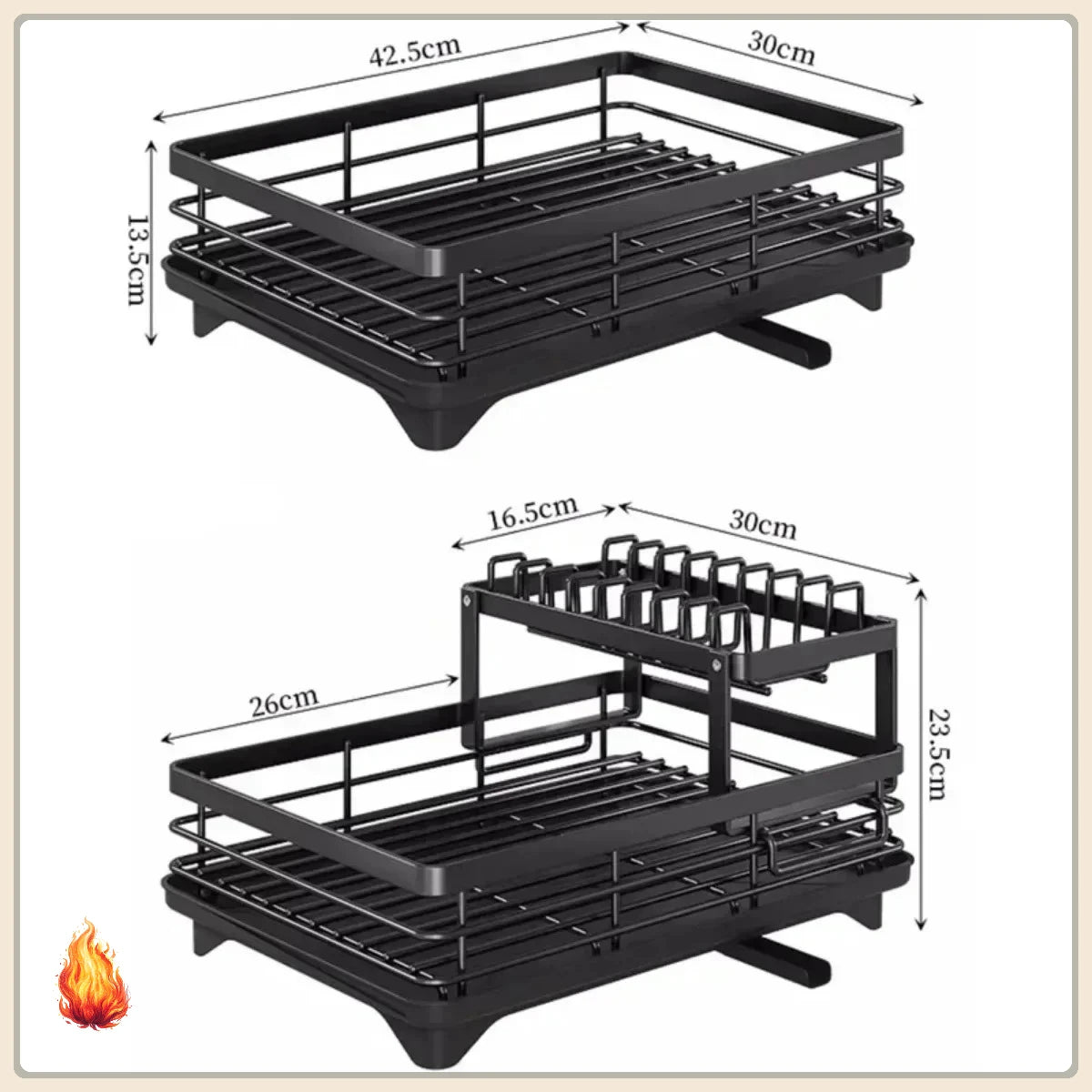 Double-layer Dish Rack Adjustable Draining Multifunctional Kitchen Countertop Organiser Hot-selling Bowls Plates Storage Saving