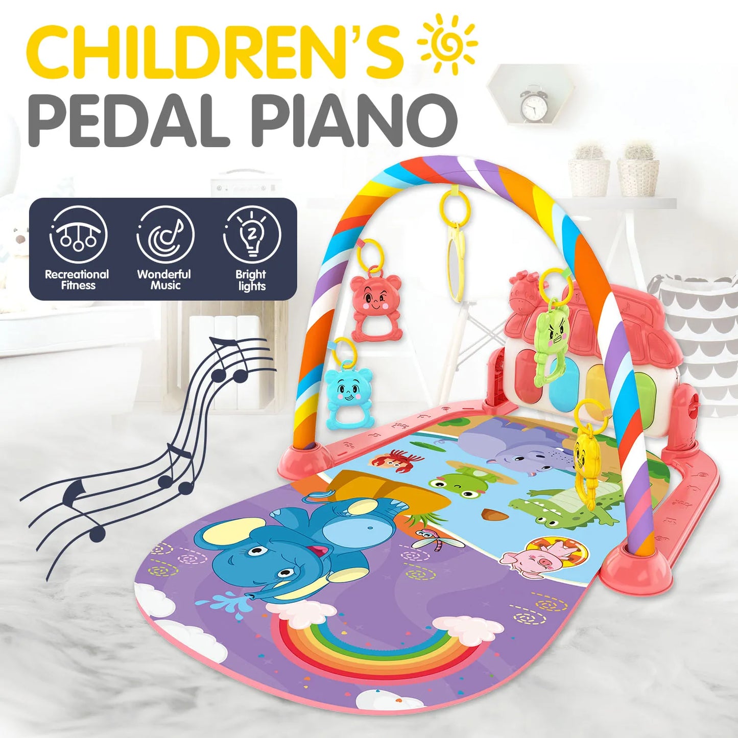 Children’s Pedal Piano – Early Education Music Toy with Light-Up Crawling Mat for Baby Fitness and Learning