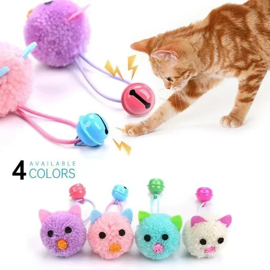 Cat Toys Interactive Plush Mouse Head Shaped Pet Toys With Bell Kitten Cats Playing Scratch Training Toy